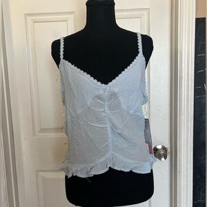 Light Blue Lace-Trim Cami Tank Top - Women